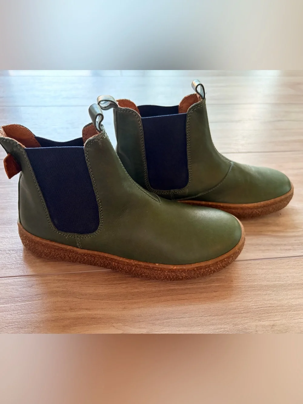 Naturino Kids Olive Green Leather Chelsea Ankle Boots EU 31 US 13 Youth Italy